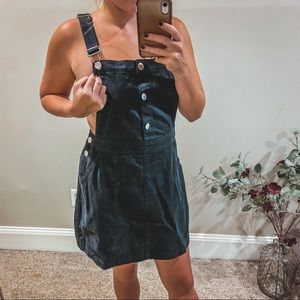 Black Denim Overall Dress